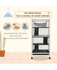 PawHut 4-Tier Small Animal Cage, Ferret Cage Large Chinchilla Cage,