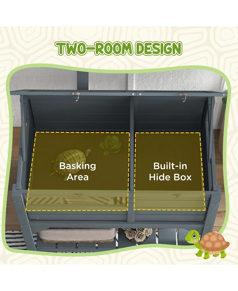 PawHut Tortoise Habitat Enclosure for Indoor W/ Shelf, Tray,