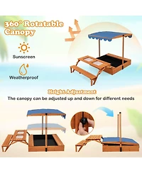 Wooden Sandbox with Lid Cover Kids Outdoor Play Equipment Gift for Ages 3+