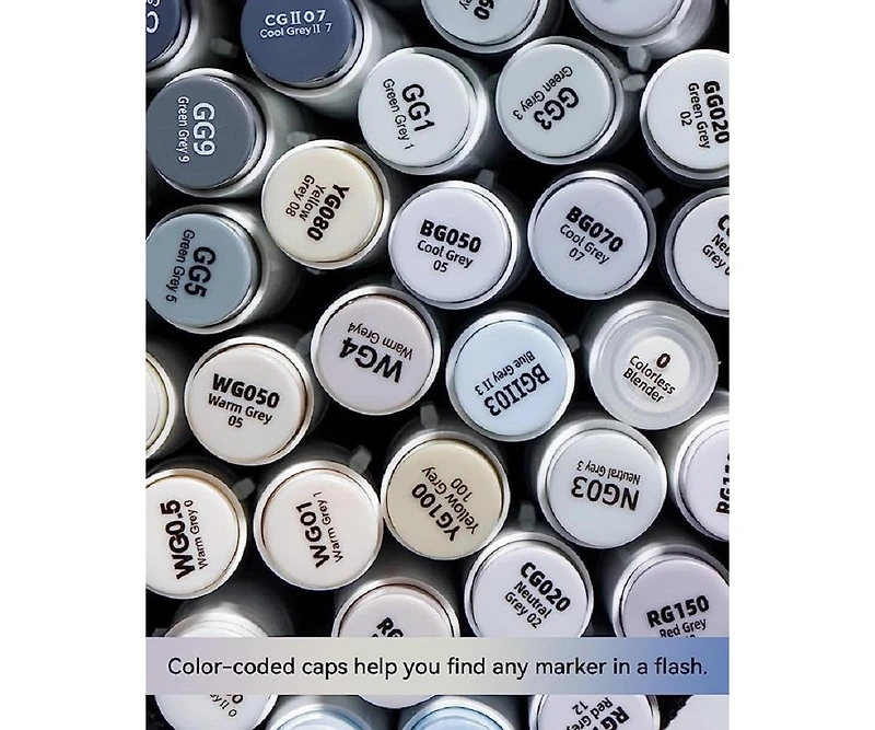 Ohuhu Honolulu 36ct Gray Tone Brush/Chisel Dual Tip Alcohol Markers Y30-80401-97