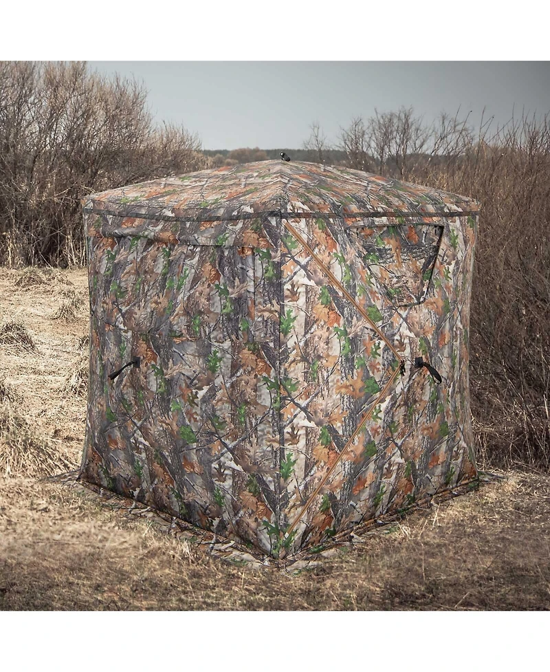 Akiudex 3-Person Pop-Up Hunting Blind with 270 degree View and Camouflage Design