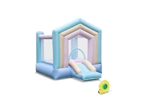 Akiudex Pastel Inflatable Bounce House with Slide and Basketball Hoop for Kids, 480W Blower Included