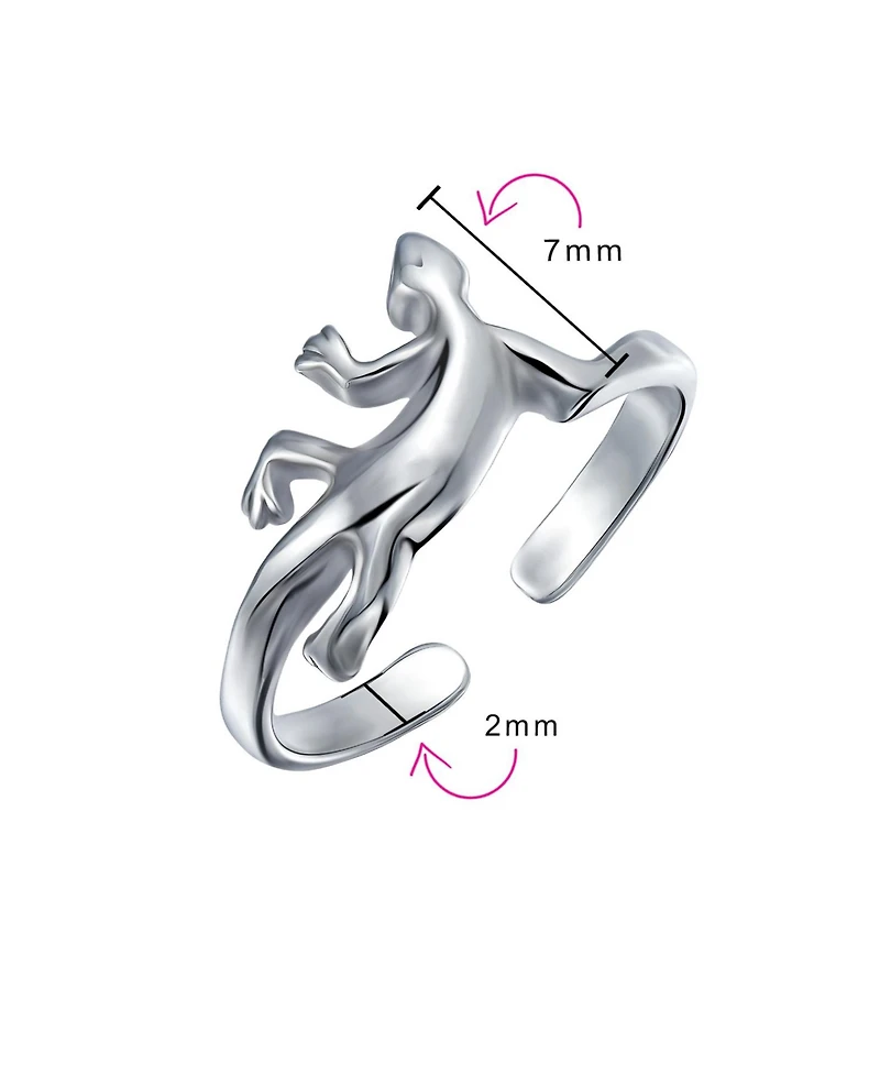 Bling Jewelry Set of 2 Lucky Elephant & Gecko Lizard Toe Ring Midi Mid Finger Sterling Silver