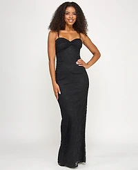 Seni & Cade Juniors' Front Twist Bandeau Bodice Gown