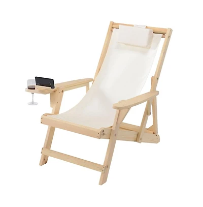 Jiallo Canvas Sling Chair With Cup And Wine Holder