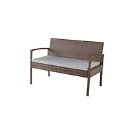 Jiallo Conversation Set. Dark Brown Wicker With Beige Fabric