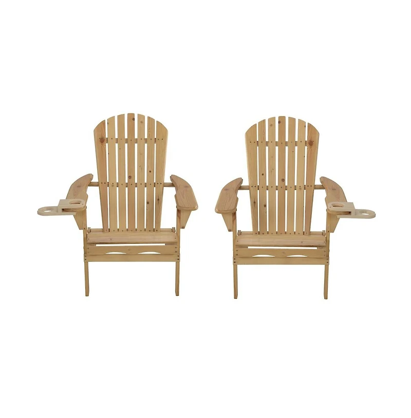 Jiallo Foldable Adirondack Chair With Cup Holder Set Of 2