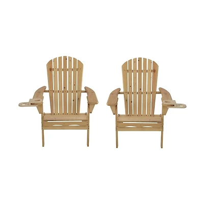 Jiallo Foldable Adirondack Chair With Cup Holder Set Of 2