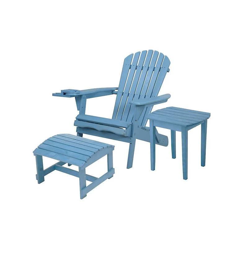 Jiallo Foldable Adirondack Chair With Cup Holder Bristro Set With Ottoman