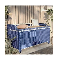 Enitial Star Azur Poolside Outdoor Wicker Metal Storage Bench