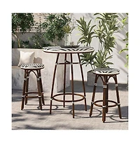 Enitial Star Saginaw Aluminum 3-Piece Patio Dining Table Set in Brown
