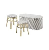 Enitial Star Pagler Aluminum 3pc Wicker Patio Coffee Table and Stool Set