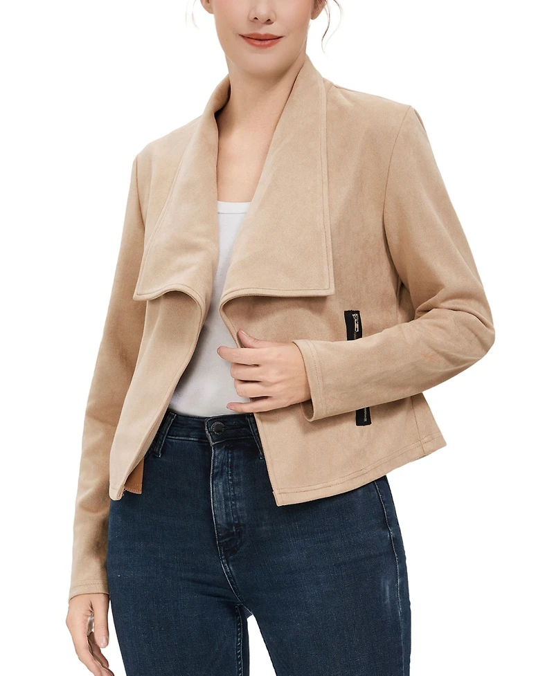 kimi + kai Women's Faux Suede Open Front Jacket