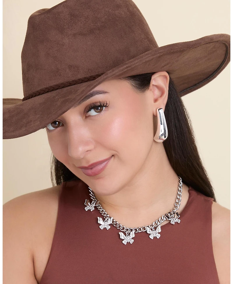 Jessica Simpson Sculptural Silver-Tone Drop Earrings for Modern Elegance