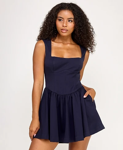 Seni & Cade Juniors' Sleeveless Drop Waist Short Dress