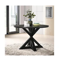 Roundhill Furniture Walton 5-Piece Round Cross-Buck Table with 4 Side Chairs