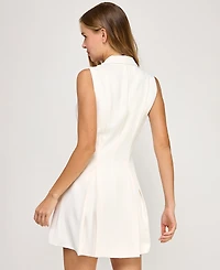 Seni & Cade Juniors' Sleeveless Collared Blazer Mini Dress
