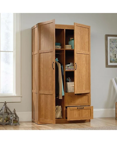 Slickblue Bedroom Wardrobe Cabinet with Shelves and Hanging Rod, Storage Closet Organizer