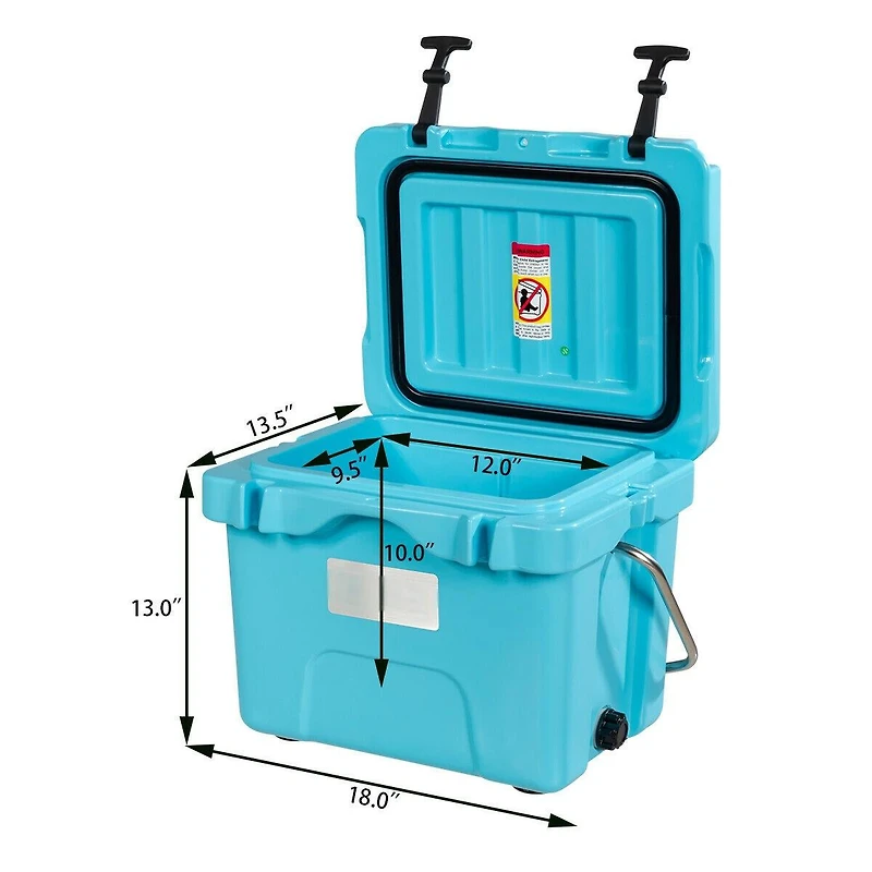 Akiudex 16 quart 24-can capacity portable insulated ice cooler with 2 cup holders
