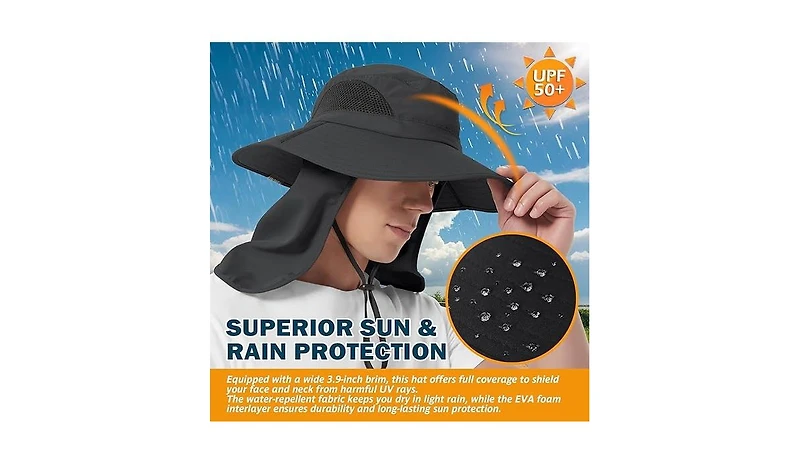 Multijoy Wide Brim Sun Hat, Upf 50+ Uv Protection Waterproof Packable Bucket Hat for Men & Women