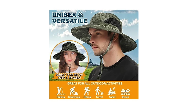 Multijoy Wide Brim Sun Hat, Upf 50+ Uv Protection Waterproof Packable Bucket Hat for Men & Women