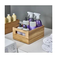 mDesign Acacia Wood Pantry Bin with Handles - Set of 4 - Natural
