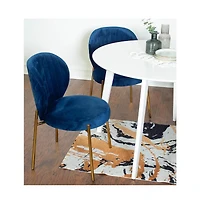 Roundhill Furniture Amoa Contemporary 3-Pc Dining Set, White Round Dining Table and 2 Chairs, Blue