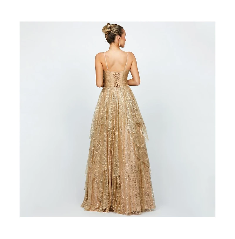 Bariano Women's Brylee Glitter Ball Gown