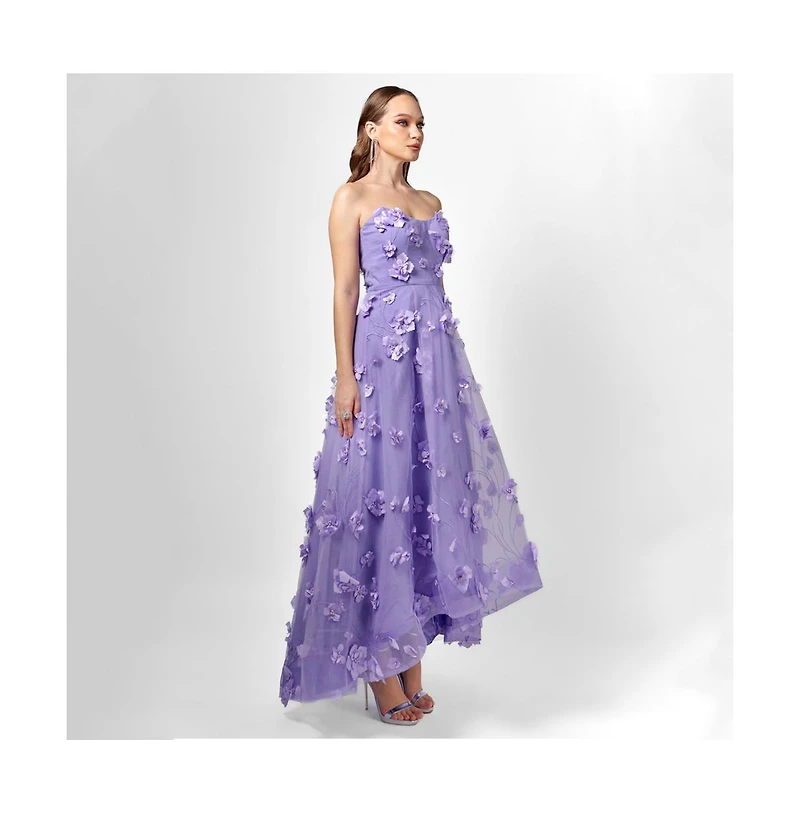 Bariano Women's Ila Strapless Hi Lo Gown