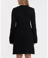 Ellen Tracy Women's Mock Neck Long Sleeve Flared Dress