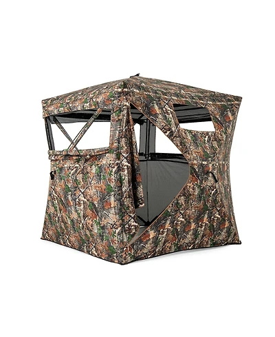 Akiudex Pop-Up Hunting Blind with 270 degree One-Way See-Through Panels for 3-4 People