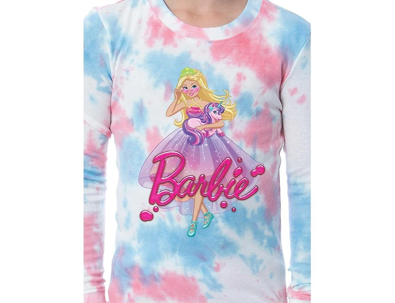 Barbie Girls' Princess Doll Unicorn Unisex Kids 2 Piece Sleep Pajama Set