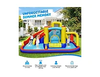 Akiudex Inflatable Water Slide Park with Bounce Area Climbing Wall and Pool