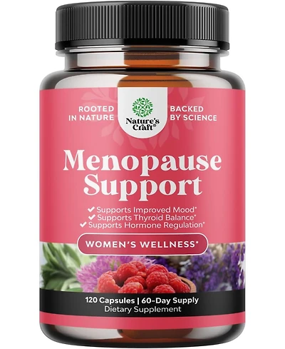 Nature's Craft Menopause Support Capsules, Hormone Balance for Women for Night Sweats Mood, Nature's Craft, 120ct