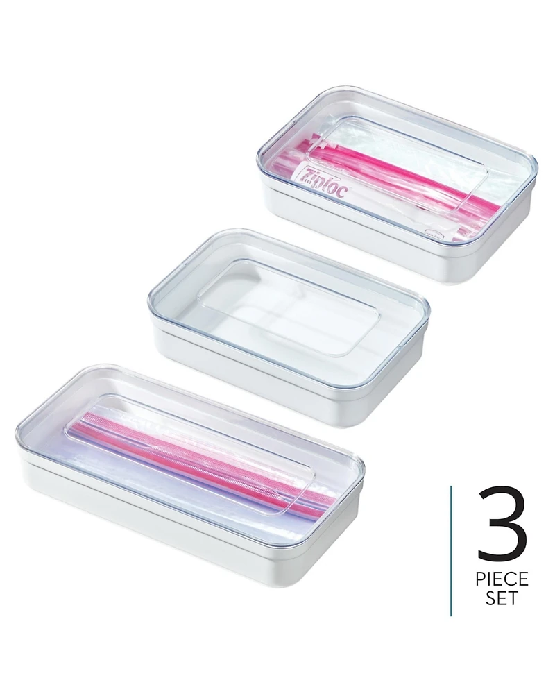 iDesign Food Bag Dispenser Organizer - Set of 3 -White/Clear