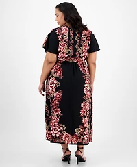 Sandra Darren Plus Printed Short-Sleeve Maxi Dress