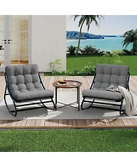 gaomon Outdoor Modern Gray Papasan Rocking Egg Chair with Thick Waterproof Cushion, Heavy Duty Metal Frame for Indoor & Patio Use