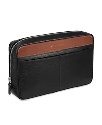 Cole Haan Men's Two Tone Top Zip Leather Toiletry Bag