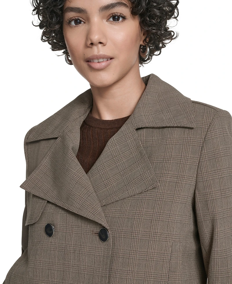 Calvin Klein Petite Novelty Cropped Double Breasted Trench Jacket