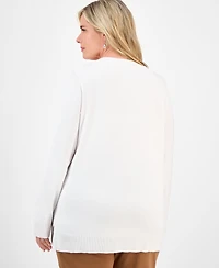 Jm Collection Plus Embellished V-Neck Sweater, Macy's Exclusive