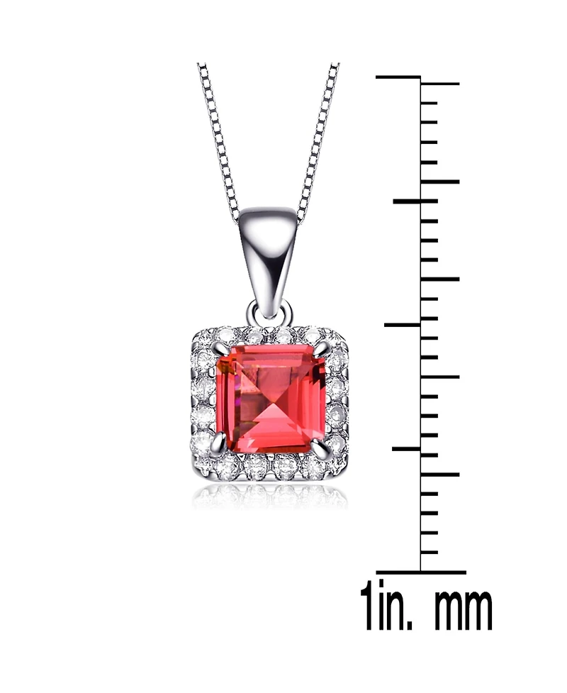 Sterling Silver White Gold Plating Cubic Zirconia Asscher Cut Drop Pendant