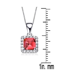Sterling Silver White Gold Plating Cubic Zirconia Asscher Cut Drop Pendant