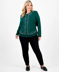 Jm Collection Plus Size Embellished Button-Front Cardigan, Macy's Exclusive