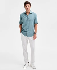 Alfani Men's Short-Sleeve Solid Textured Shirt, Created for Macy's