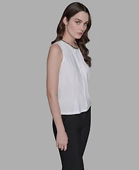 Karl Lagerfeld Paris Women's Embellished Pleated Top