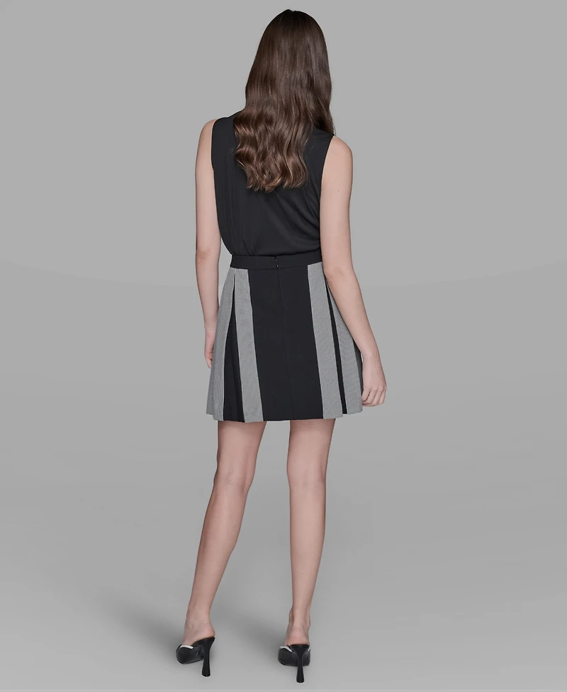 Karl Lagerfeld Paris Women's Gingham Pleated Skirt