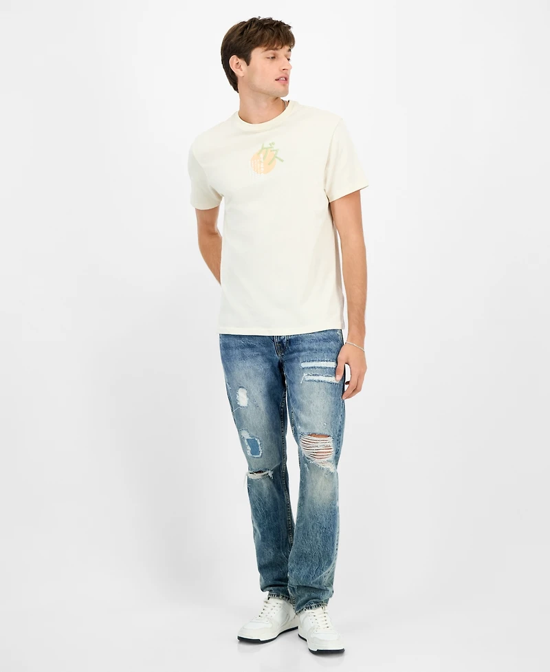 Guess Men's Short Sleeve Crewneck Art Print T-Shirt