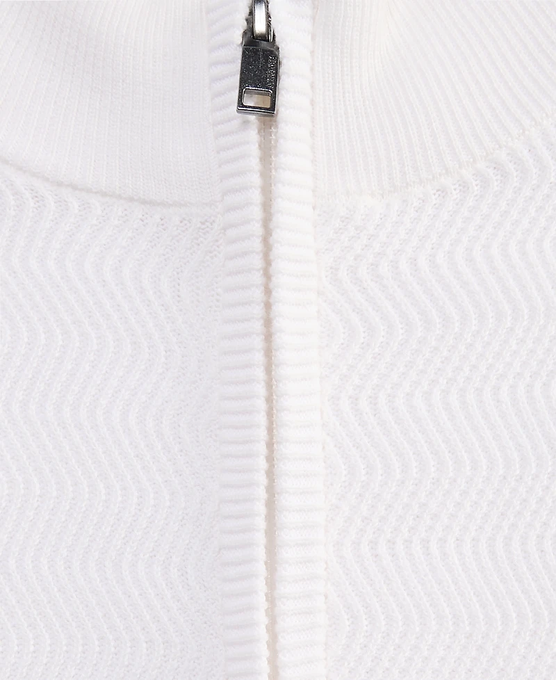 Alfani Men's Long Sleeve Zip-Front Zig-Zag Textured Sweater, Macy's Exclusive