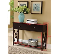 Kings Brand Furniture Console Sofa Entryway Table with Storage Shelf & Drawers, Cherry
