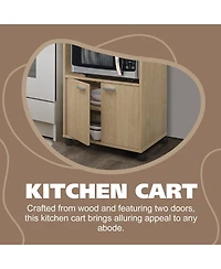 Kings Brand Furniture Ayla 2-Door Kitchen Microwave Cart